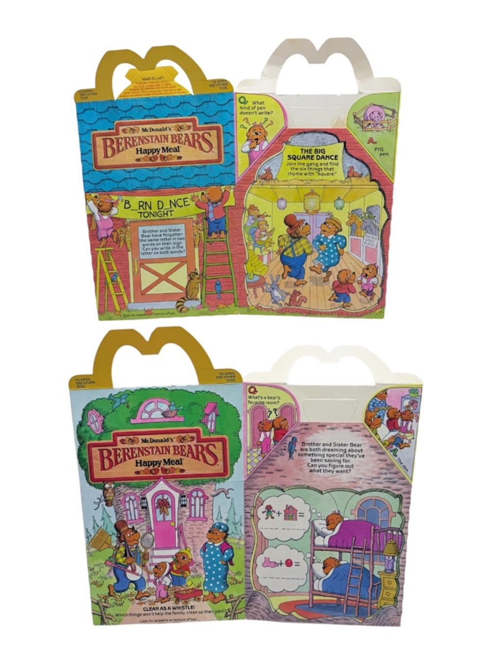1987 McDonalds Berenstain Bears Happy Meal Boxes Lot Of 2 - Vintage Collectable